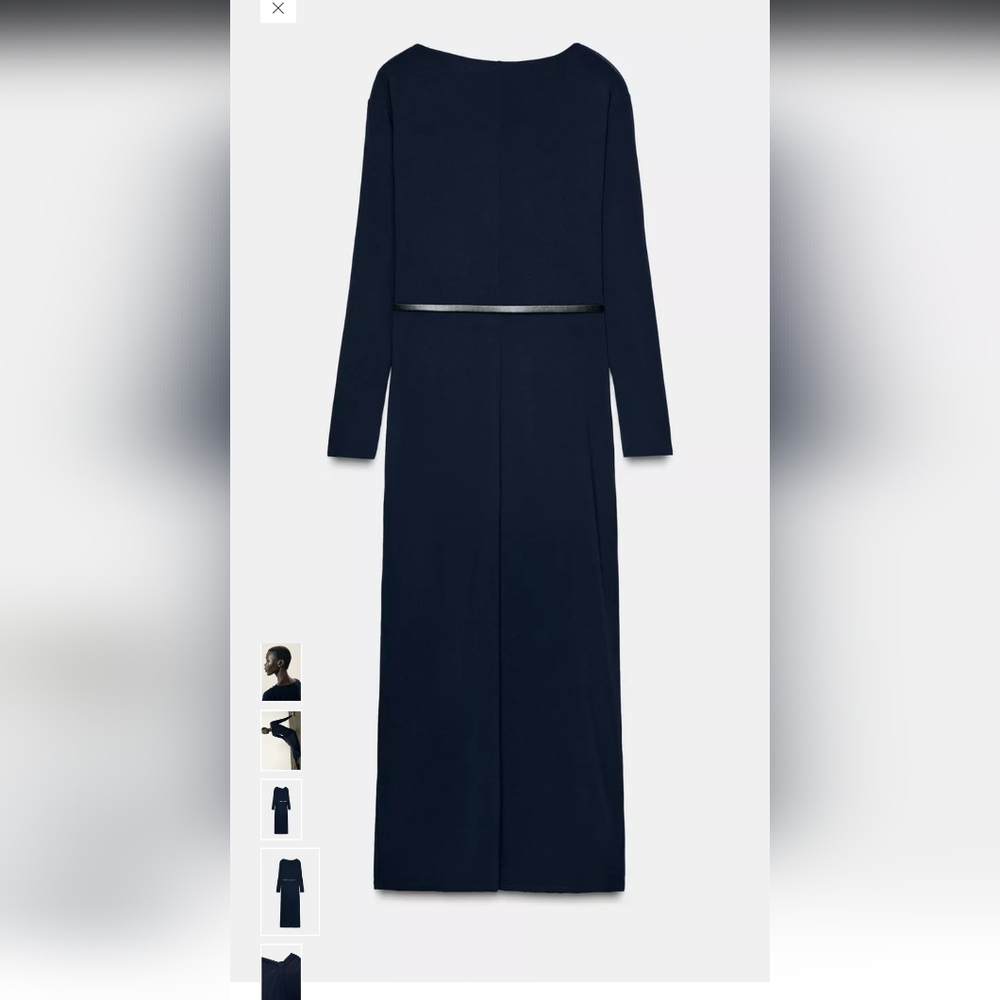 Zara Midnight Blue Belted Midi Dress - Picture 8 of 11